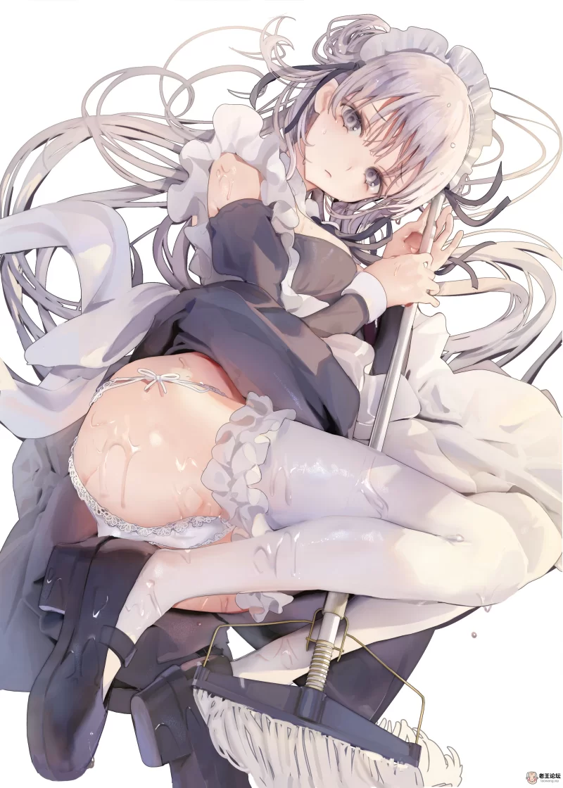 yande.re 853380 iijima_masashi maid pantsu skirt_lift string_panties thighhighs wet.jpg