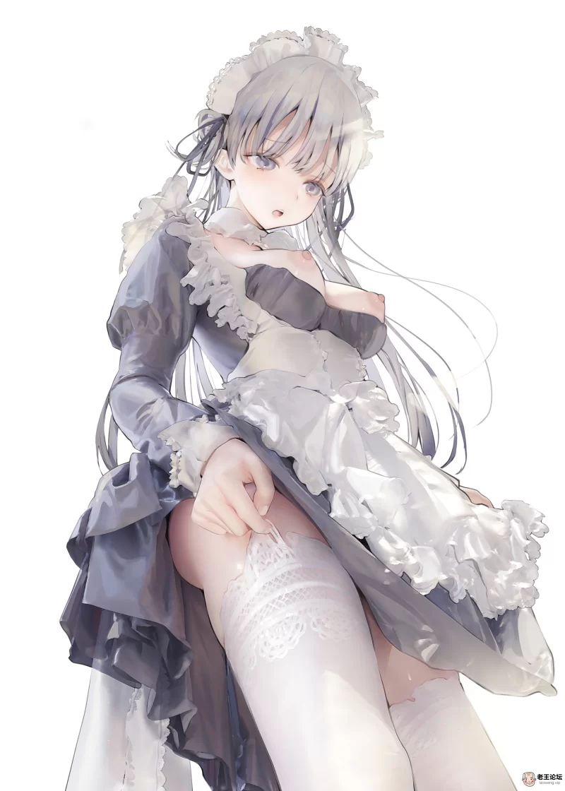 yande.re 855068 breasts iijima_masashi maid nipples no_bra skirt_lift thighhighs.jpg